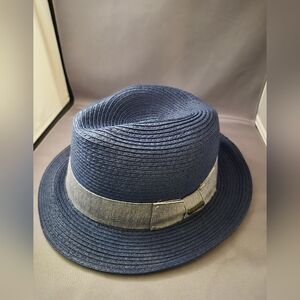 Stylish Blue Fedora Hat with Gray Band By Biltmore 1917